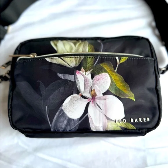 Ted Baker Tiera Opal Printed Crossbody Bag Floral Black Purse Bag Adjustable - Picture 2 of 13